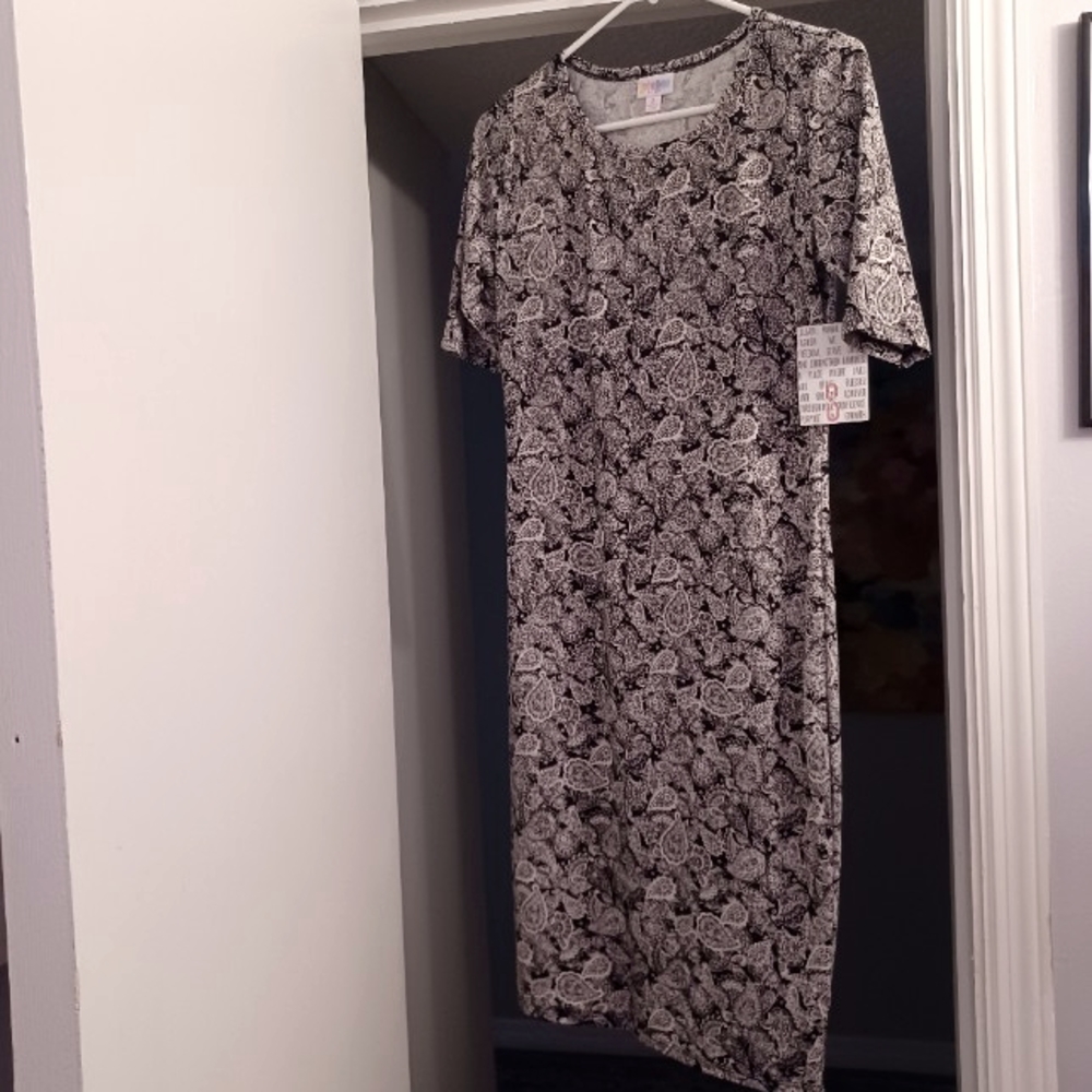Last Chance...Beautiful Lularoe black and white paisley Julia pencil dress